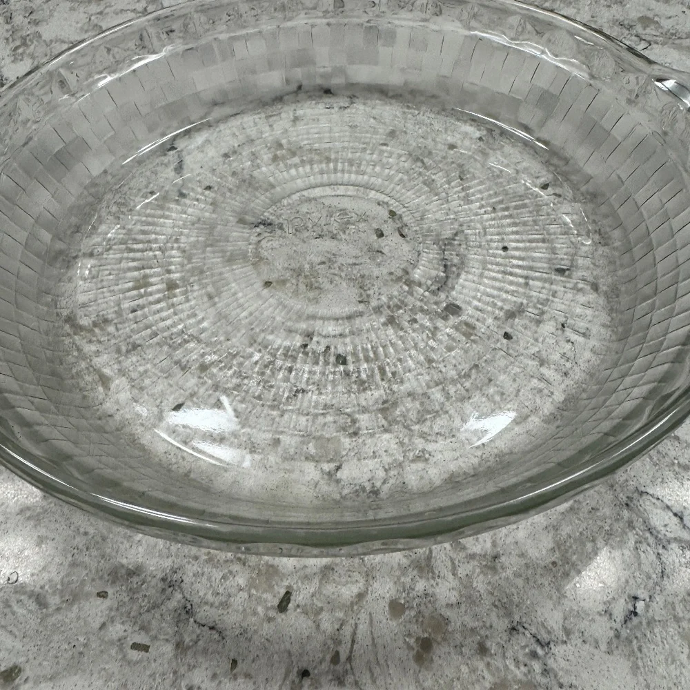 Rare Vintage Pyrex pie plate‎ model 229 -9.5 in clear tempered glass made in USA
